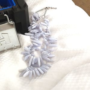 A MOST LOVELY STERLING SILVER AND BLUE LACE AGATE STATEMENT NECKLACE A MUST HAVE